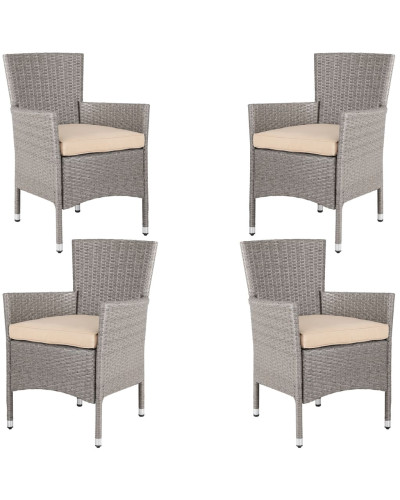 Garden Chairs Set of 4 Rattan Cream Beige
